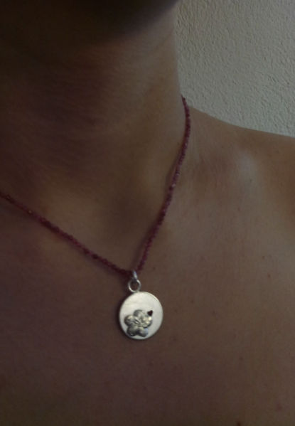 Talisman Anhänger mit Turmalin Kette und Vergissmeinnicht mit Herz