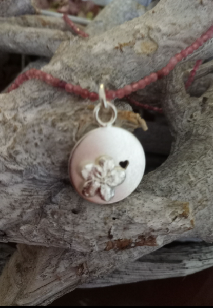 Talisman Anhänger mit Turmalin Kette und Vergissmeinnicht mit Herz