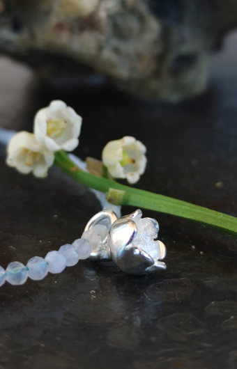 Maiglöckchen und Süsswasser perle mit Aquamarinkette