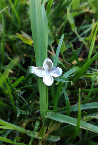 Flieder Blüten Ring mit breiter Ringschiene