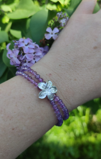 Fliederblüten Armband mit Amethyst