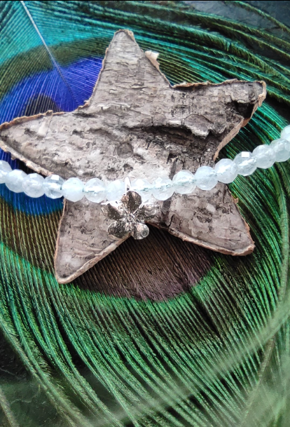 Set Nr.13 Vergissmeinnicht Collier und Armband mit Aquamarin