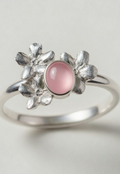 Vergissmeinnicht Ring mit Rosenquarz oder Peridot