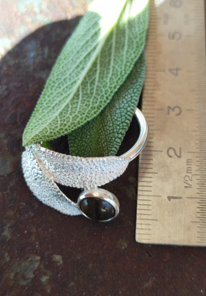 Salbei Ring mit zwei Blättern und Labradorit