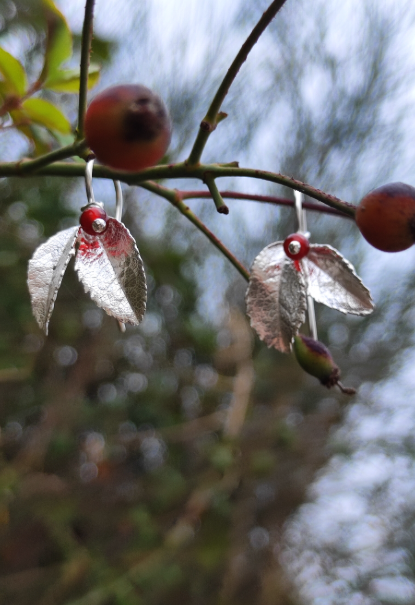 Rosenblatt Ohrringe mit Karneol
