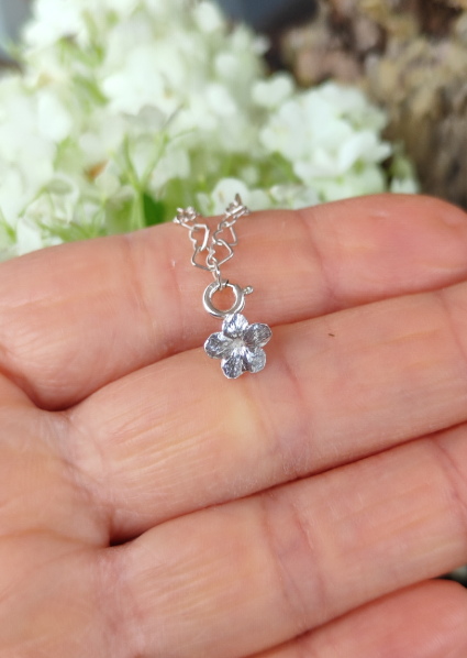 925 Silber Anhänger Schneeball Hortensie mit Karabiner – Handgefertigt