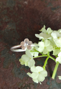 925 Silber Ring Mini Schneeball Hortensie – Naturabguss Handgefertigt