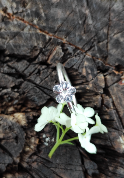 925 Silber Ring Mini Schneeball Hortensie – Naturabguss Handgefertigt