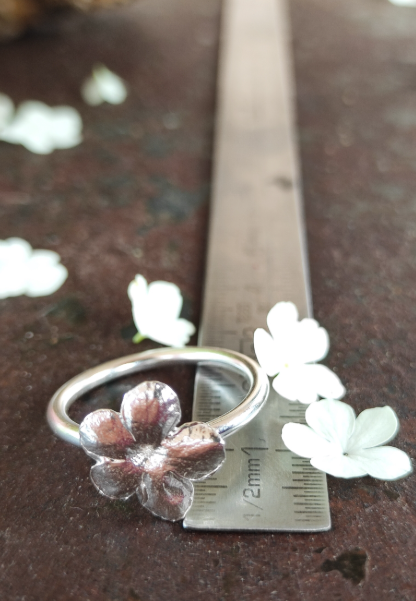 Schneeball Hortensien Ring mit großer Blüte