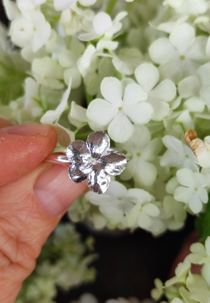 Schneeball Hortensien Ring mit großer Blüte