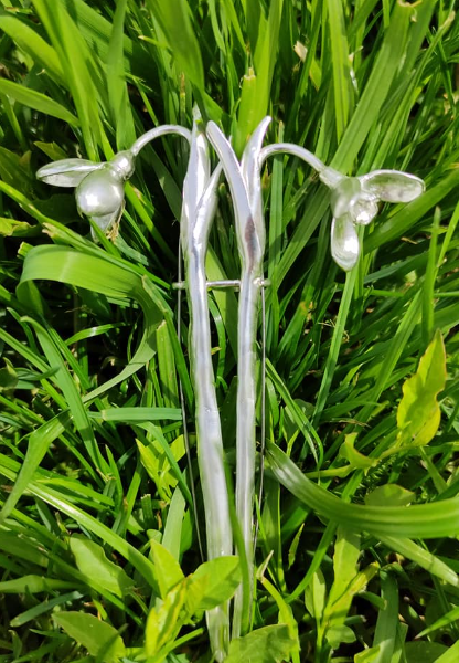Schneeglöckchen Brosche mit 2 Schneeglöckchen