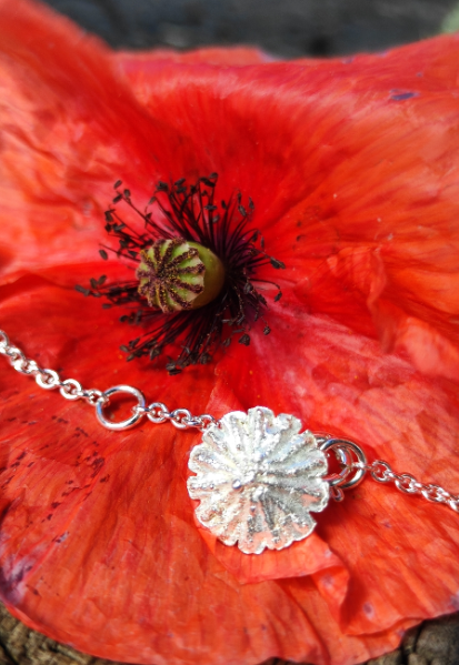 Mohn Deckel Anhänger mit Karabiner