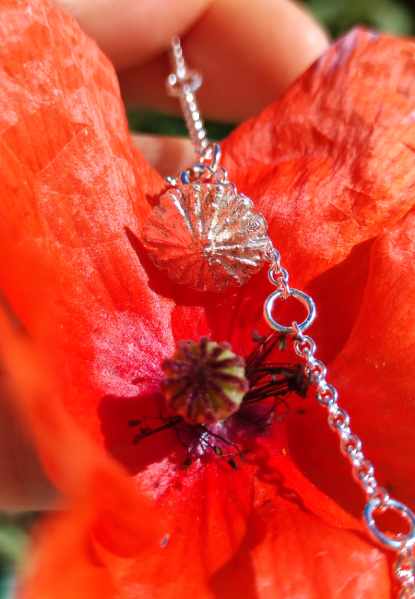 Mohn Deckel Anhänger mit Karabiner