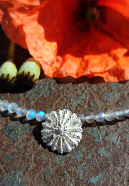 Mohn deckel Kette mit Labradorit