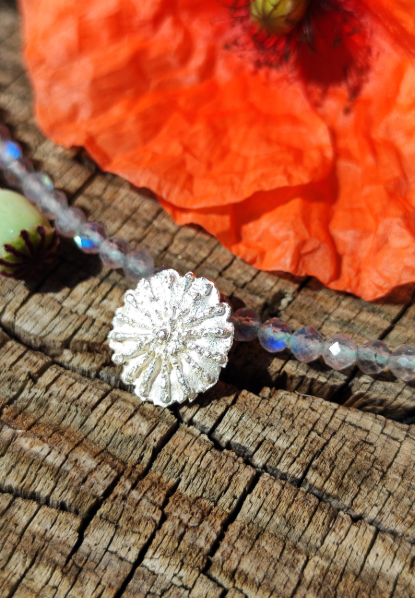 Mohn deckel Kette mit Labradorit