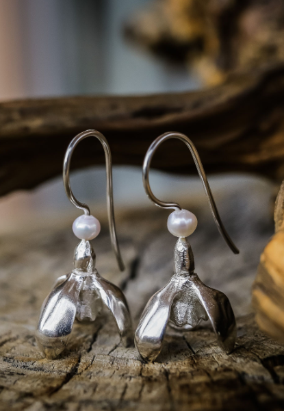 Set Nr.4 Schneeglöckchen Anhänger und Ohrhänger