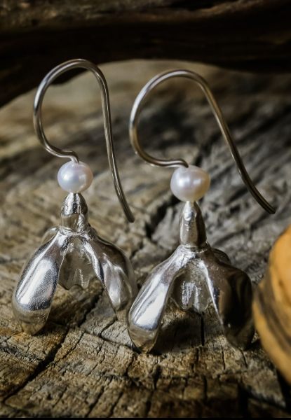 Set Nr.4 Schneeglöckchen Anhänger und Ohrhänger