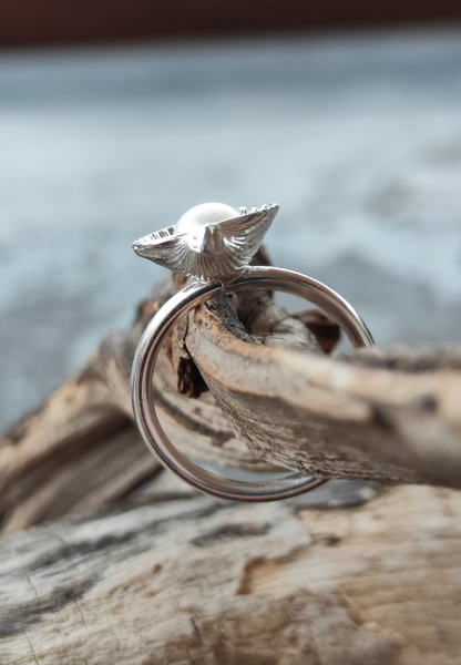 Mini Muschel Ring mit Perle