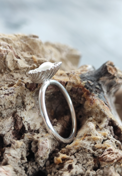 Mini Muschel Ring mit Perle