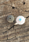Seeigel Ring mit hellblauem Topas