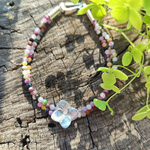 Buntes Turmalin Armband mit Hortensien Blüte