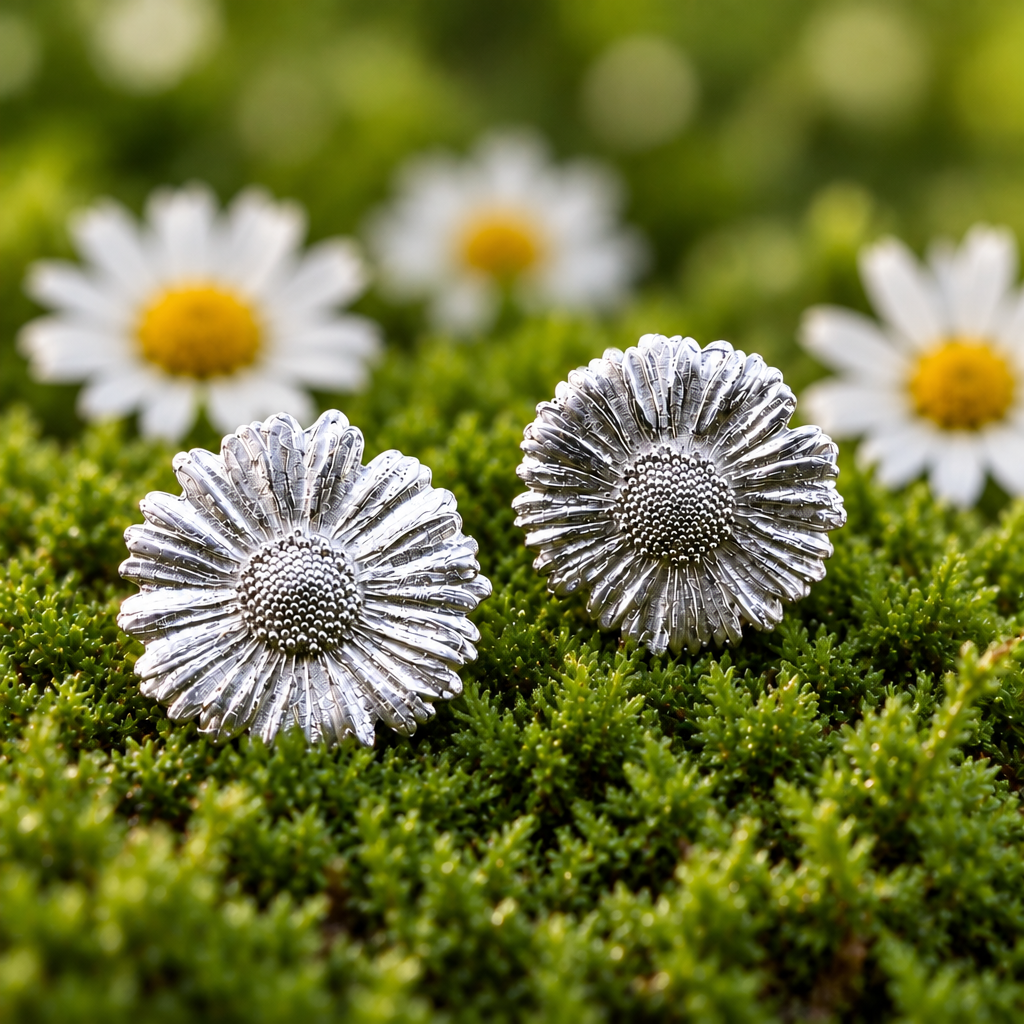 Set Nr. 6 Gänseblümchen Ohrstecker und Armreif